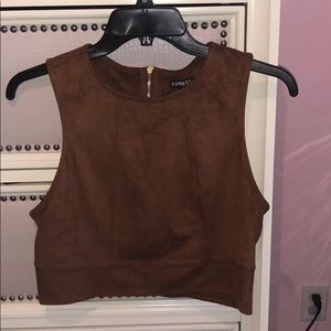 Express brown suede crop top